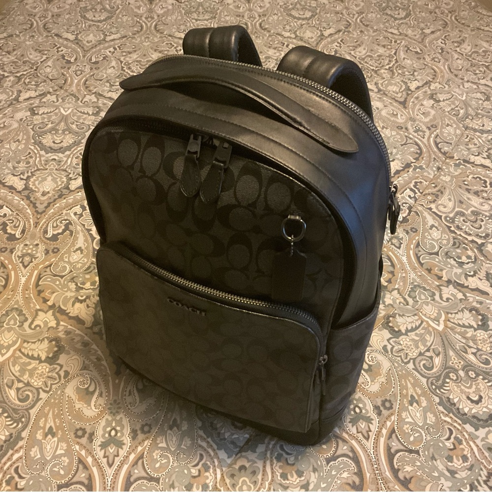 New Coach Graham In Signature Canvas Gunmetal Backpack - Picture 8 of 16